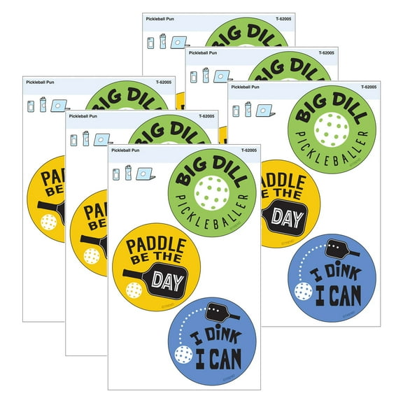 TREND Pickleball Pun Vinyl Stickers, 3 Per Pack, 6 Packs