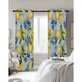 thumbnail image 3 of Watercolor Lemon Blackout Curtains, Light Blocking Print Window Curtains, Botanical Leaves Country Blue Thermal Insulated Window Drapes for Living Room Kitchen Cafe 2 Panels, 55"W x 39"L, 3 of 9