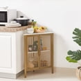thumbnail image 4 of VECELO Set of 2 Corner Storage Cabinet with Dual Door, Wood Floor Standing Triangle Storage Organizer with 3-tier Shelves, Gold, 4 of 10