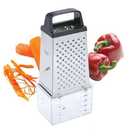 

Mixfeer Stainless Steel Manual Cheese Vegetable Grater Box 4 Sided with Container Box (Handle in Random Color)