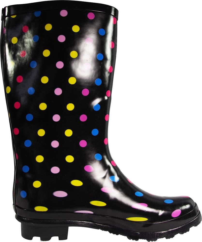 Norty Women's Hurricane Rain Boots – Waterproof Mid-Calf Length 11 inch Rubber Winter Spring and Garden Boots - runs a 1/2 size large