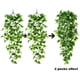 thumbnail image 3 of Paquete de 2 plantas artificiales colgantes de 4 pies, hojas de hiedra falsas para bodas, paredes, hogar, habitaciones, patios, interiores, exteriores, estantes, oficinas, decoración (sin cestas) Rojo Verde Cocina, Decoración y Otros, 3 of 5