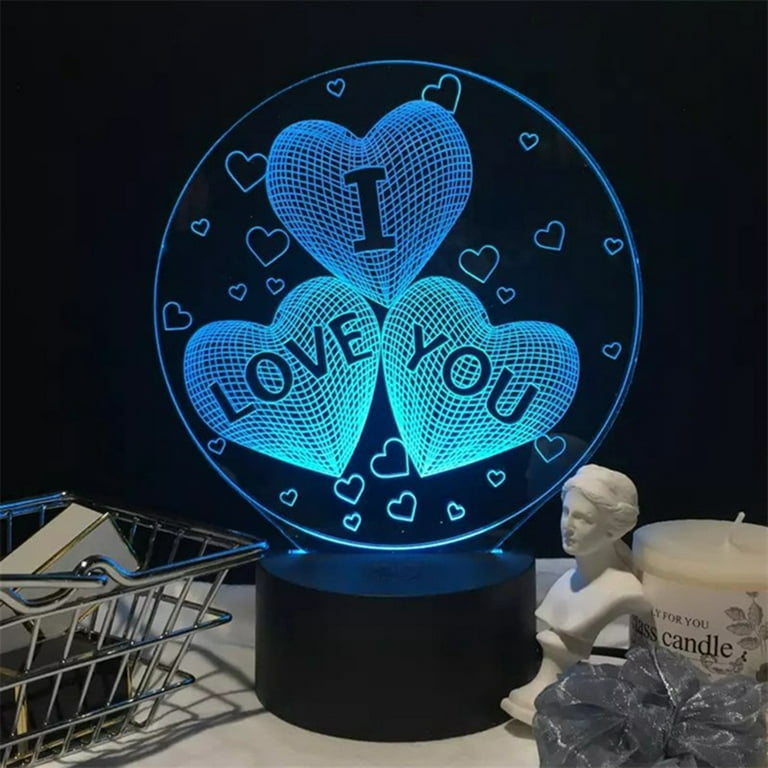 3D Luminous Lamp Heart Shaped LED Night Light, Romantic Gift for Her Him  Couple Anniversary,Present for Wedding Wife Husband Valentines Day (E) :  : Tools & Home Improvement