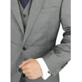 thumbnail image 5 of Mens Ticket Pocket 3-piece Gray Wool Trim Fit Vested Suit, 5 of 7