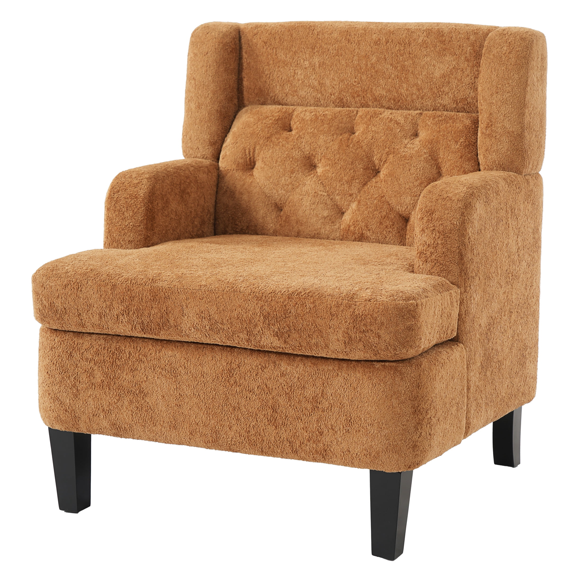 Christopher Knight Home Modern Tufted Accent Chair, Plush Fabric Upholstered with Wood Legs, Orange