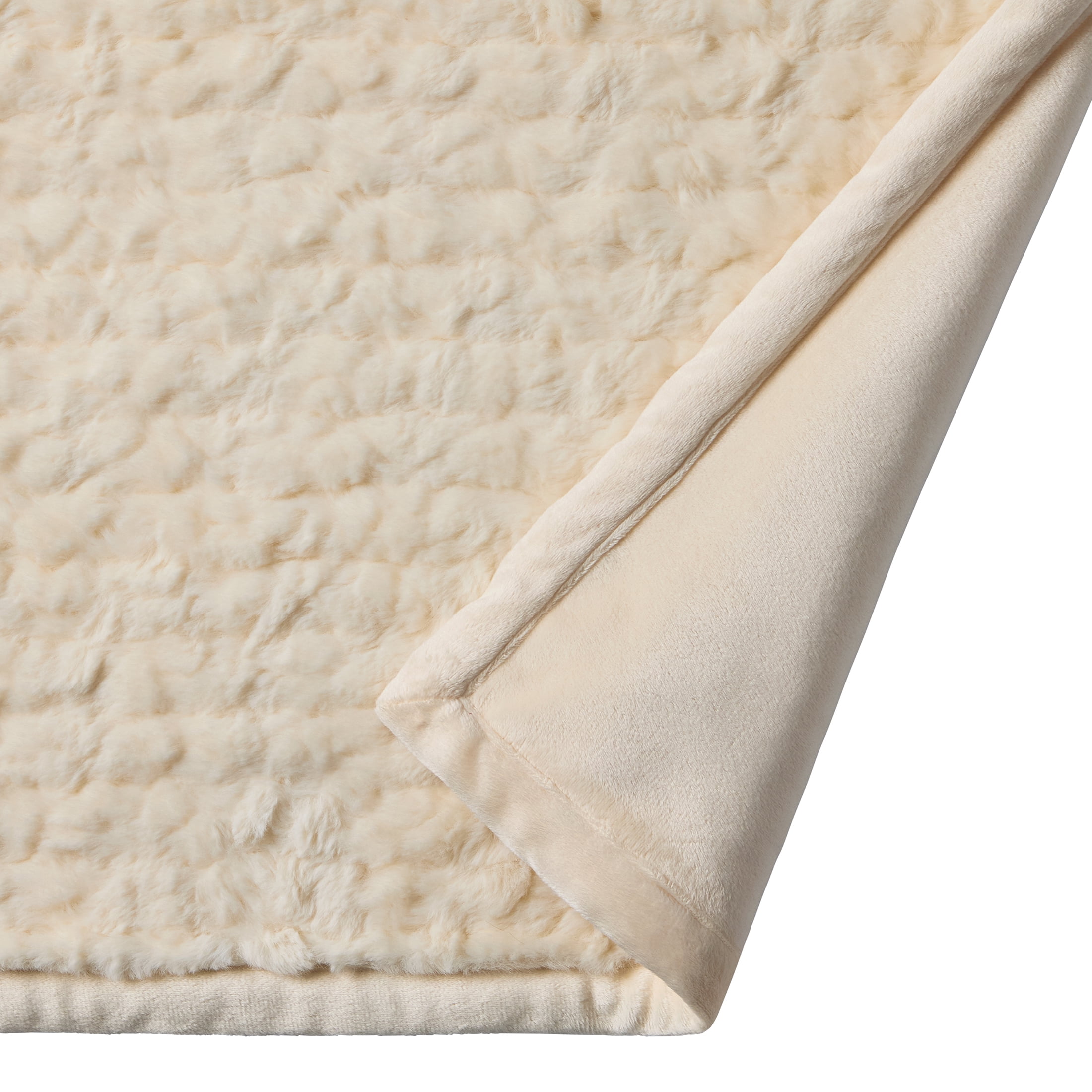 Better Homes & Gardens Ivory Twisted Rib Faux Fur Throw, 50" x 72"