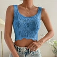 thumbnail image 2 of QYZEU Women's Clothes Solid Color U Neck Hollow Tanks Loose Sleeveless Wavy Hem Camisole Soft Comfy Breathable Lightweight Vest Tops Blue S, 2 of 4
