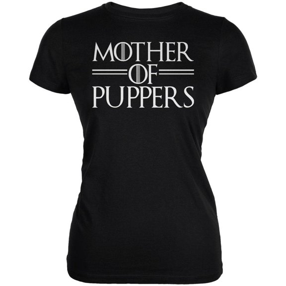 Mother of Puppers Juniors Soft T Shirt Black X-LG