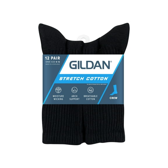 Gildan Men's Crew Sock, Pack of 12