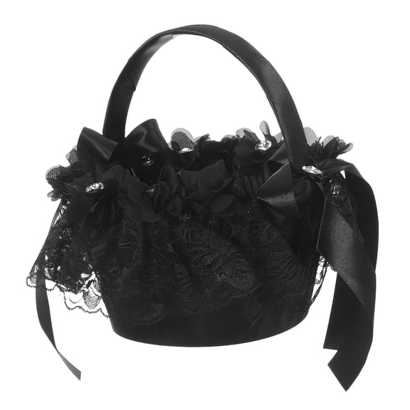 FOMIYES Elegant Black Rhinestone Wedding Flower Basket for Home Decor