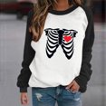 thumbnail image 2 of Sudadera Para Mujer Sudaderas Con Cuello Redondo Festival de Moda Esqueleto Impreso Blusa de Manga Larga Cuello Redondo Suéter Informal Tops Sudaderas Odeerbi ODB132782, 2 of 6