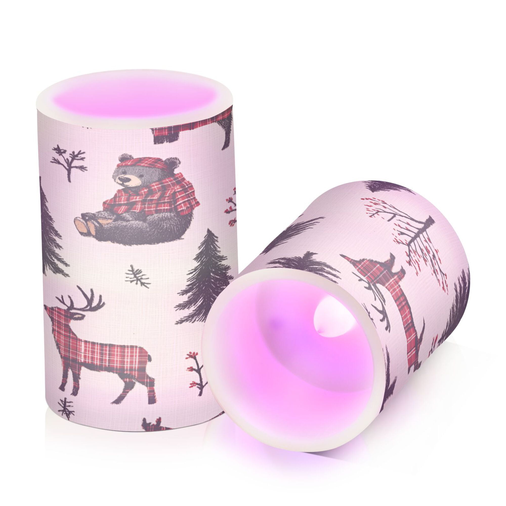 Yayeee Flameless Candles with Remote Flickering Battery Operated Multi Color Changing, Beige Christmas Plaid