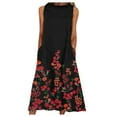 thumbnail image 2 of LoyisViDion Women Plus Size Dress Clearance Women Fashion Loose Sleeveless Pocket Long Dress O-Neck Print Retro Dress Black 12(L), 2 of 6