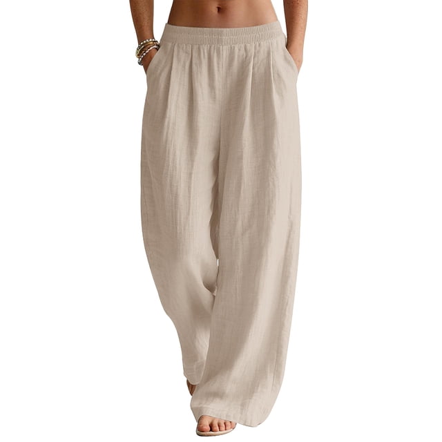 Pantalón palazzo casual de pierna ancha LOMON para mujer, caqui, XL