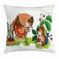 thumbnail image 1 of Hedgehog Throw Pillow Cushion Cover, Granddaughter Hedgehog with a Hat Offering Strawberries to Her Loving Grandmother, Decorative Square Accent Pillow Case, 20 X 20 Inches, Multicolor, by Ambesonne, 1 of 2