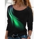 thumbnail image 3 of Camiseta con estampado de rayas Vintage para mujer, Tops a la moda de manga larga con cuello redondo, Camiseta holgada de punto ajustada para mujer 2022, 3 of 4