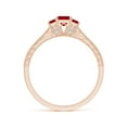 thumbnail image 2 of ANGARA Natural Aeon Vintage Style Square Ruby Three Stone Engagement Ring with Milgrain in 14K Rose Gold for Women (Size-3.5mm) | July Birthstone Jewelry for Her, 2 of 10