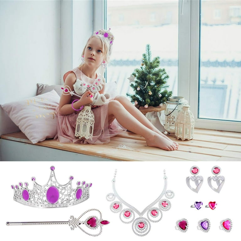 Toyvelt Princess Dress Up Set for Little Girls - Includes 4 Pairs Princess Shoes, Bracelets, Rings, Earrings, Crown, and Wand