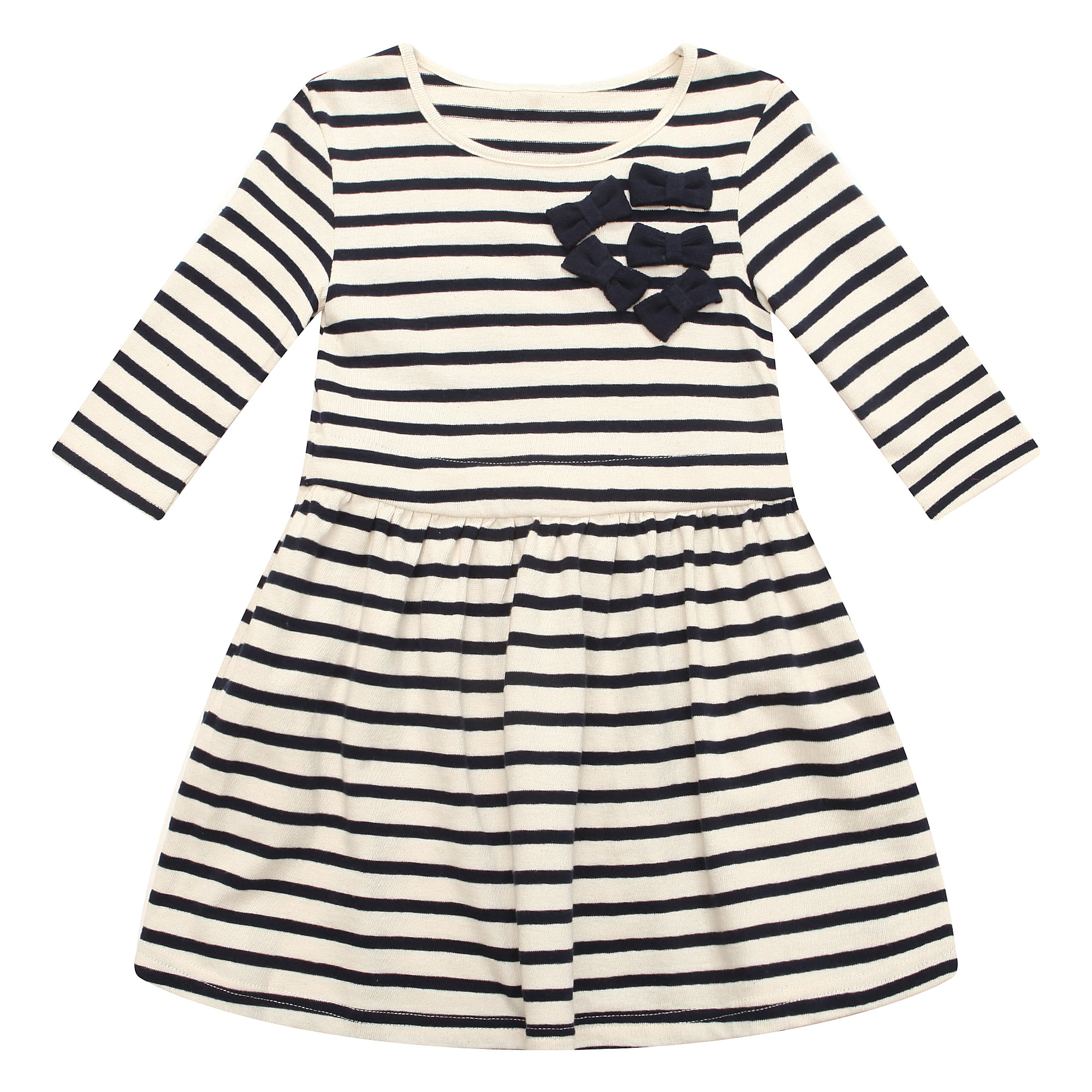 Richie House Girls' Striped Knit Dress with Matching Bows RH1672