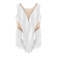 thumbnail image 6 of TiaoBug Girls Shiny Rhinestone Gymnastics Ballet Dance Leotard Mesh Tassel Bodysuit Figure Ice Skating Jumpsuit White 10, 6 of 7