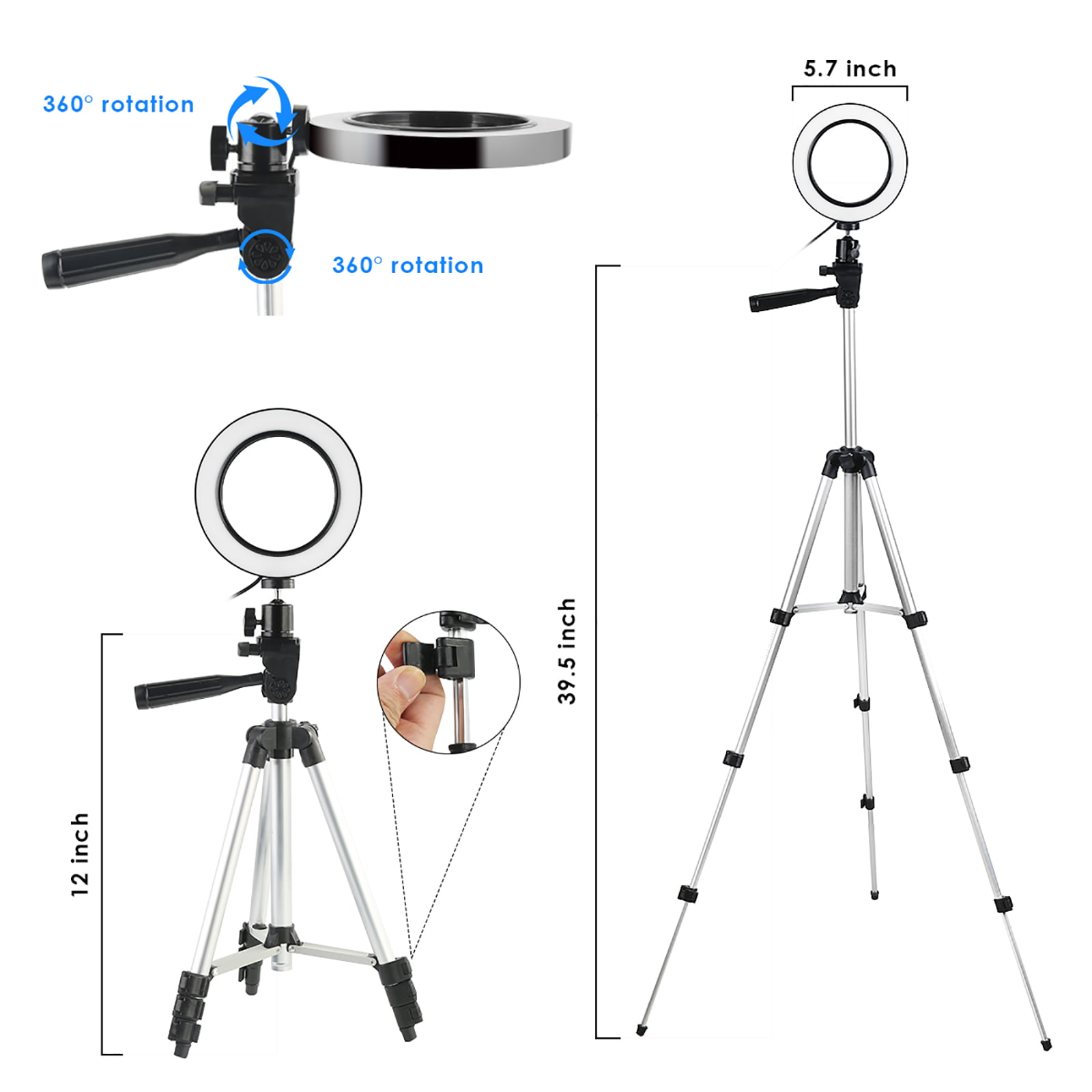 Compatible with iPhone and Android Phone Ring Light with Tripod Stand CanadianStudio LED Camera Selfie Light Ring with iPhone Tripod and Phone Holder for Video Photography Makeup Live Streaming 10” 