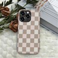 thumbnail image 6 of FKBRCL4U Compatible with iPhone 16 Pro Max Case, Brown Pink Check Plaid Pattern for Girl Full Body Design Soft Silicone Drop Shock Scratch Protection for iPhone 16 Pro Max, 6 of 7