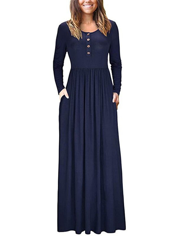 DYMADE Women's Henley Round Neck Long 