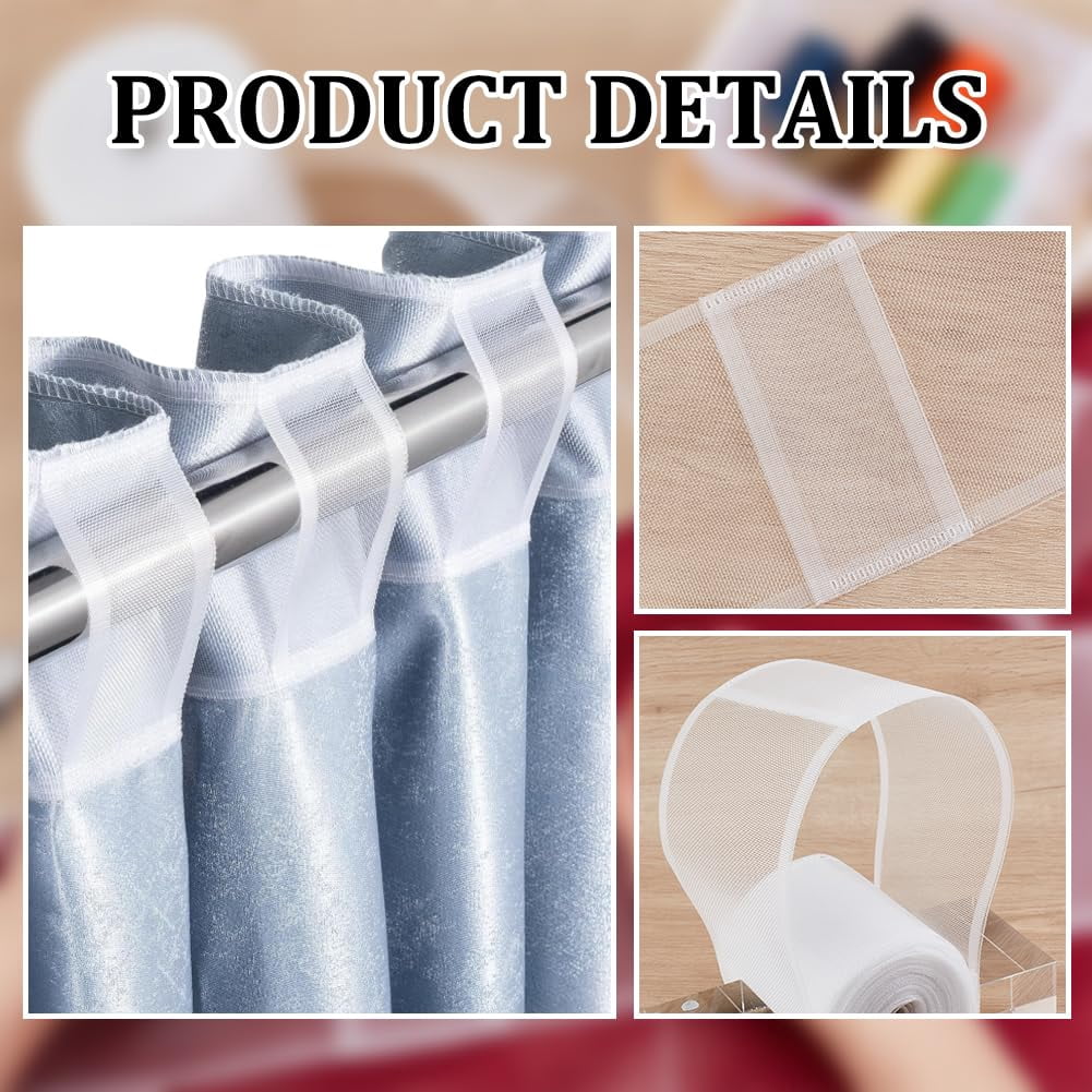 21.87 Yards Curtain Pleat Tape 4 inch Translucent Wave Curtain Tape Ripple Fold Tape White Nylon Sewing Tape Curtain Accessory for Curtain Home Decor Projects White for diy making