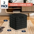 thumbnail image 2 of Ornavo Home Wicker Storage Cubes Bin, 9 Inch Storage Shelf Basket Collapsible Natural Hand Woven Paper Storage Cube Bin with Handles - Set of 2, Black, 2 of 7