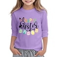 thumbnail image 2 of Girls' Tops Easter Bunny Letter Print Short Sleeve Soft Blouse Top Girls Clothes Purple 5-6 Years, 2 of 4