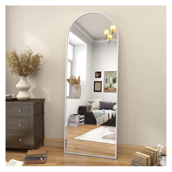 64"x21" Arch Full Body Floor Mirror, Full Length Mirror Hanging or Leaning Arched-Top, Wall Mirrors with Stand for Bedroom, Dressing Room, Silver