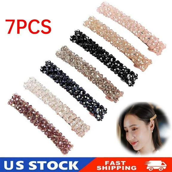 7PCS Women Elegant Hair Clips, Sparkly Glitter Rhinestones Fashion Hair Barrette