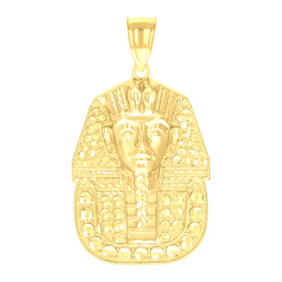10k Yellow Gold Mens Pharaoh Egyptian Charm Pendant for Men
