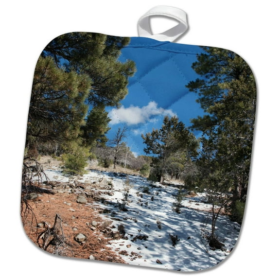 3dRose, Some snow in the Dixie National Forest of Utah with Pines, 8x8 Potholder