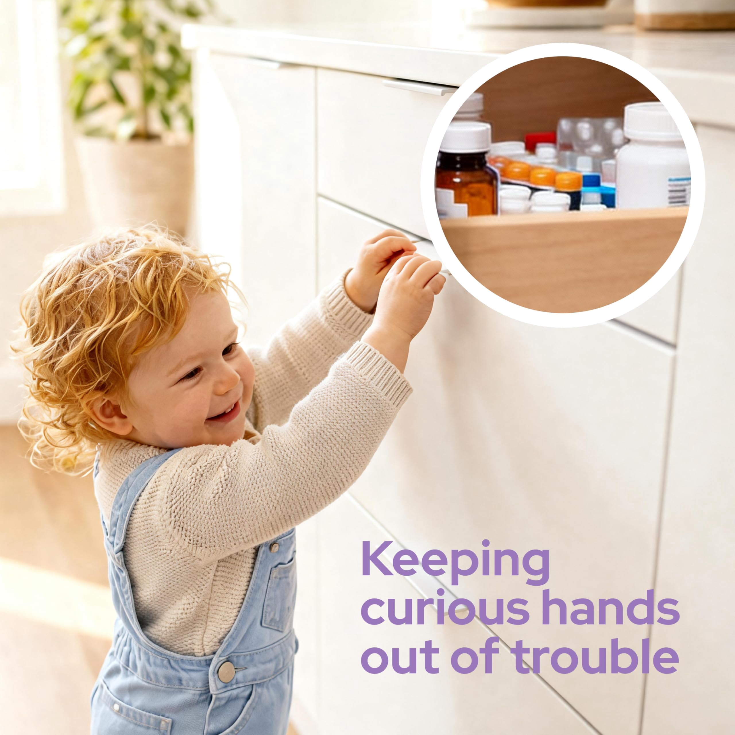 Lalalark 24 Pack Magnetic Cabinet Locks with 4 Keys, Adhesive Child Proof Latches for Baby Safety, Easy Installation No Tools Required for Cabinets, Drawers, and Doors