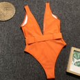 thumbnail image 6 of Sngxgn Women's Swimsuits Tummy Control V Neck Bathing Suit Twist Front Ruffle Swimwear(Orange,M), 6 of 6