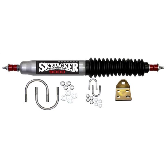 Skyjacker Suspensions Steering Stabilizer 9110 Single; Silver With Black Boot; Mounts To OE Locations