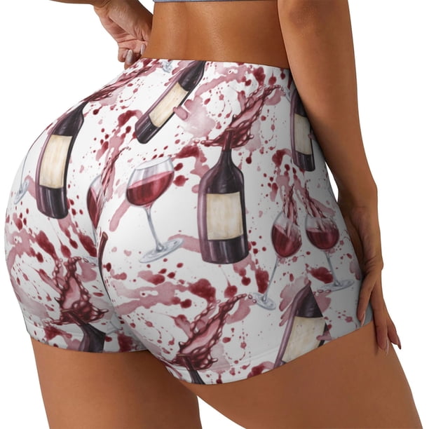 Fotbe Watercolor Wine Shorts Sin Costuras – Shorts Deportivos de Cintura Alta para Mujer, Elásticos para Gimnasio, Yoga, Running o Ciclismo-X-Large