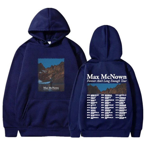 Max McNown Forever Ain't Long Enough Tour Merch Sudaderas con capucha Ropa de calle Mujeres Hombres Sudaderas de manga larga,Navy,XL