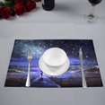 thumbnail image 2 of MKHERT Fantasy Milky Way Stars Painting Decor, Girl Looking at The Space Landscape Placemats Table Mats for Dining Room Kitchen Table Decoration 12x18 inch,Set of 4, 2 of 4