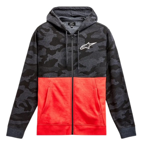 Alpinestars Mens Camo Block Motocross Hoodies-Charcoal Heather/Red-2X-Large