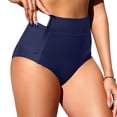 thumbnail image 3 of Women High Waisted Swimsuit Bikini Bottoms - Swim Bottom Full Coverage Bathing Suit with Pockets 2026 Navy S, 3 of 5