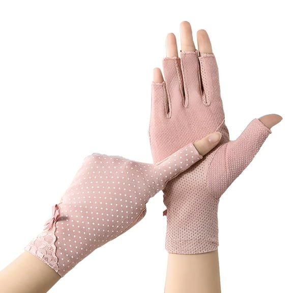 GJX Sunblock Gloves Non Slip UV Protection Driving Gloves Summer Outdoor Gloves, Light