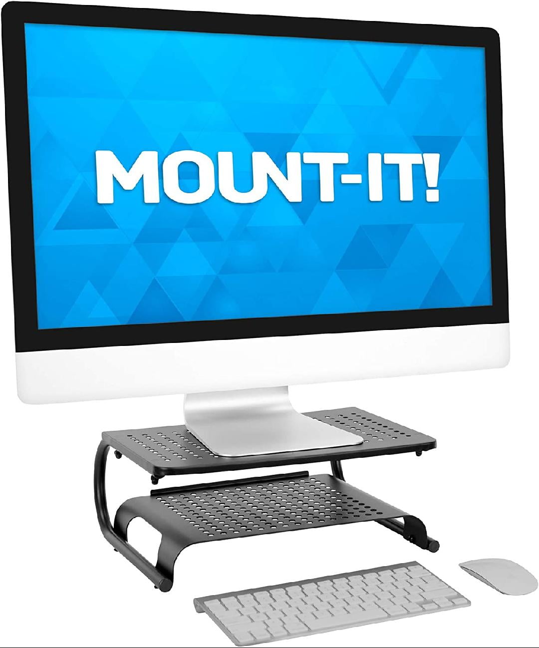 2 Tier Desk Organizer Riser Computer Monitor Stand with Keyboard