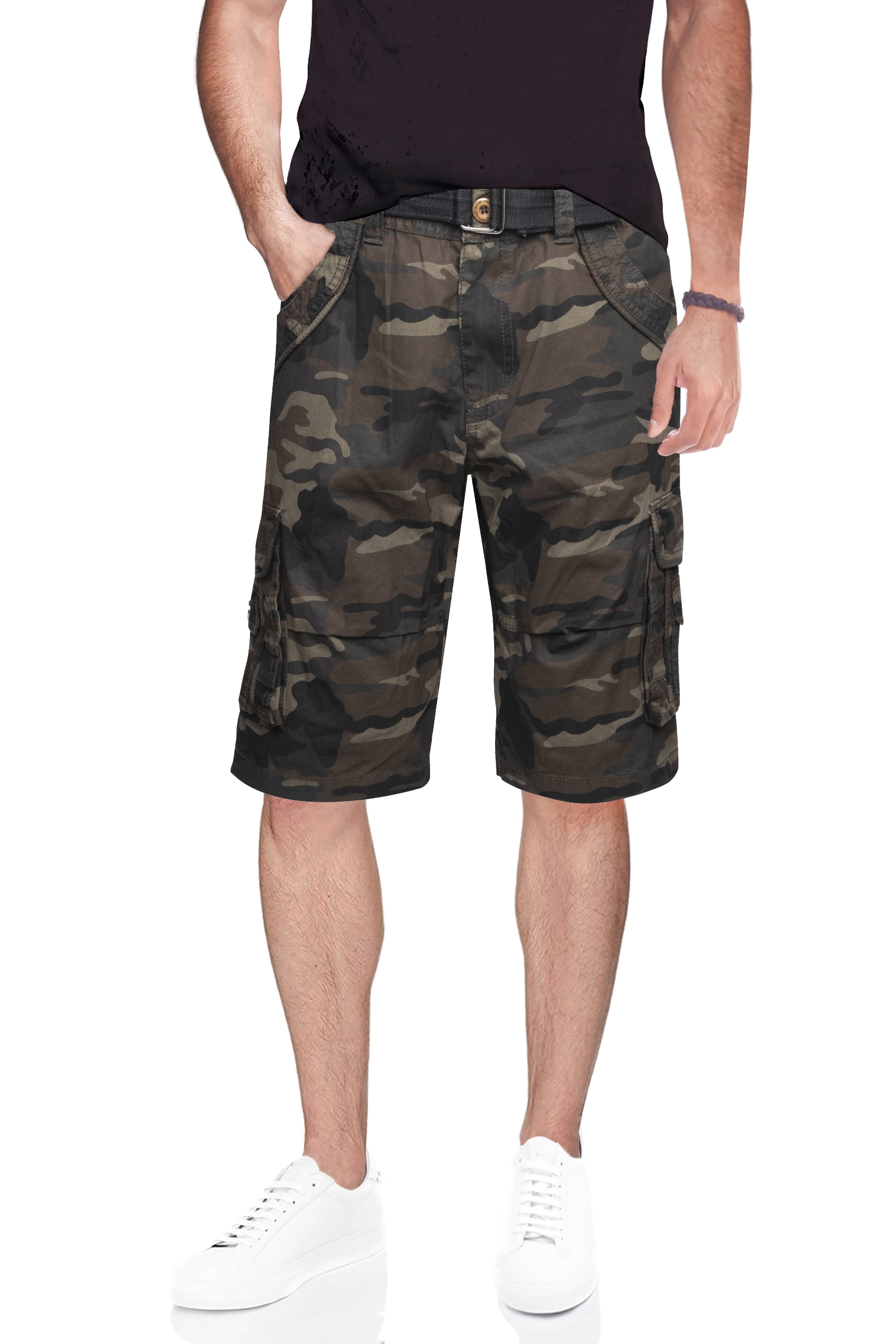 X RAY Mens Tactical Bermuda Cargo Shorts Camo and Solid Colors 12.5 Inseam Knee Length Classic Fit Multi Pocket 