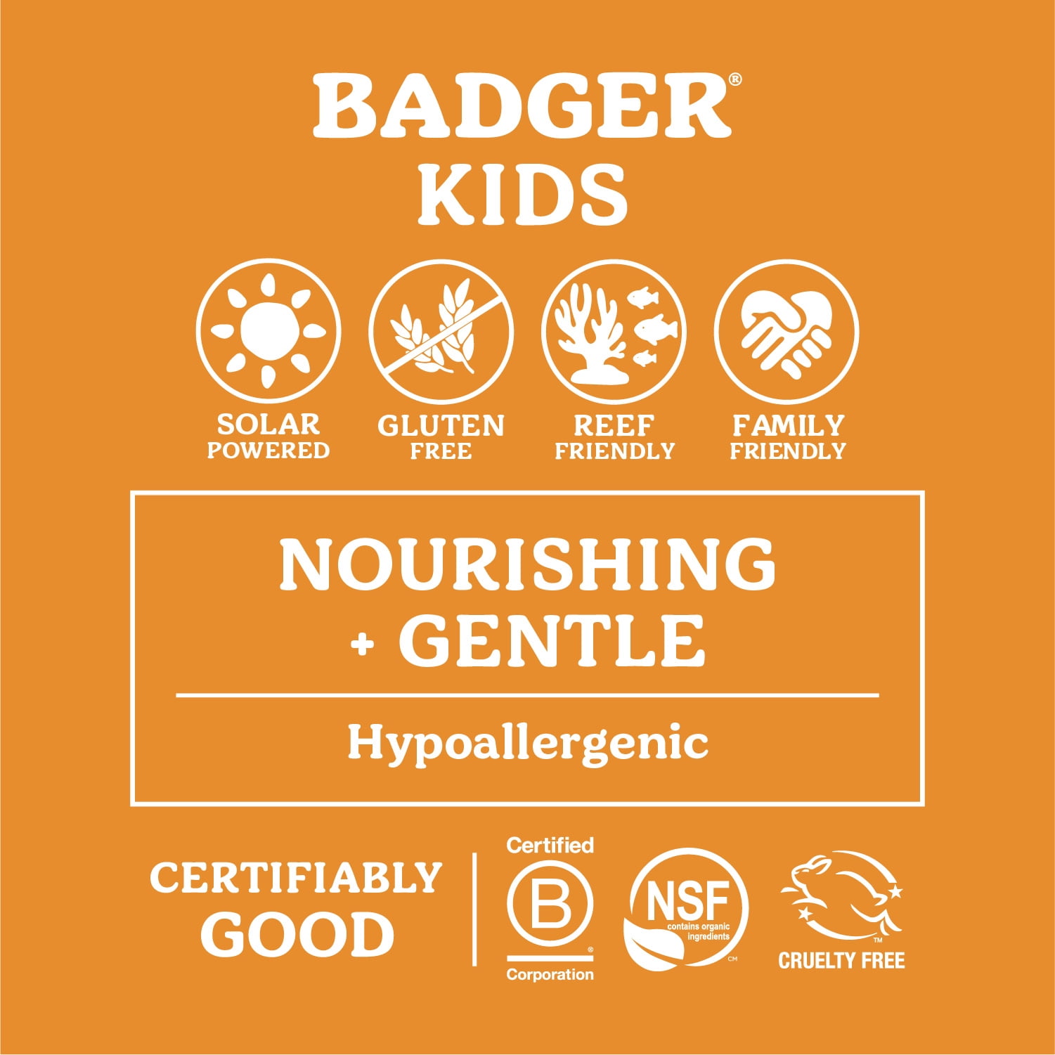 Badger Kids Mineral Sunscreen Cream, SPF 40, Toxin-Free, Reef-Safe, 2.9 fl oz