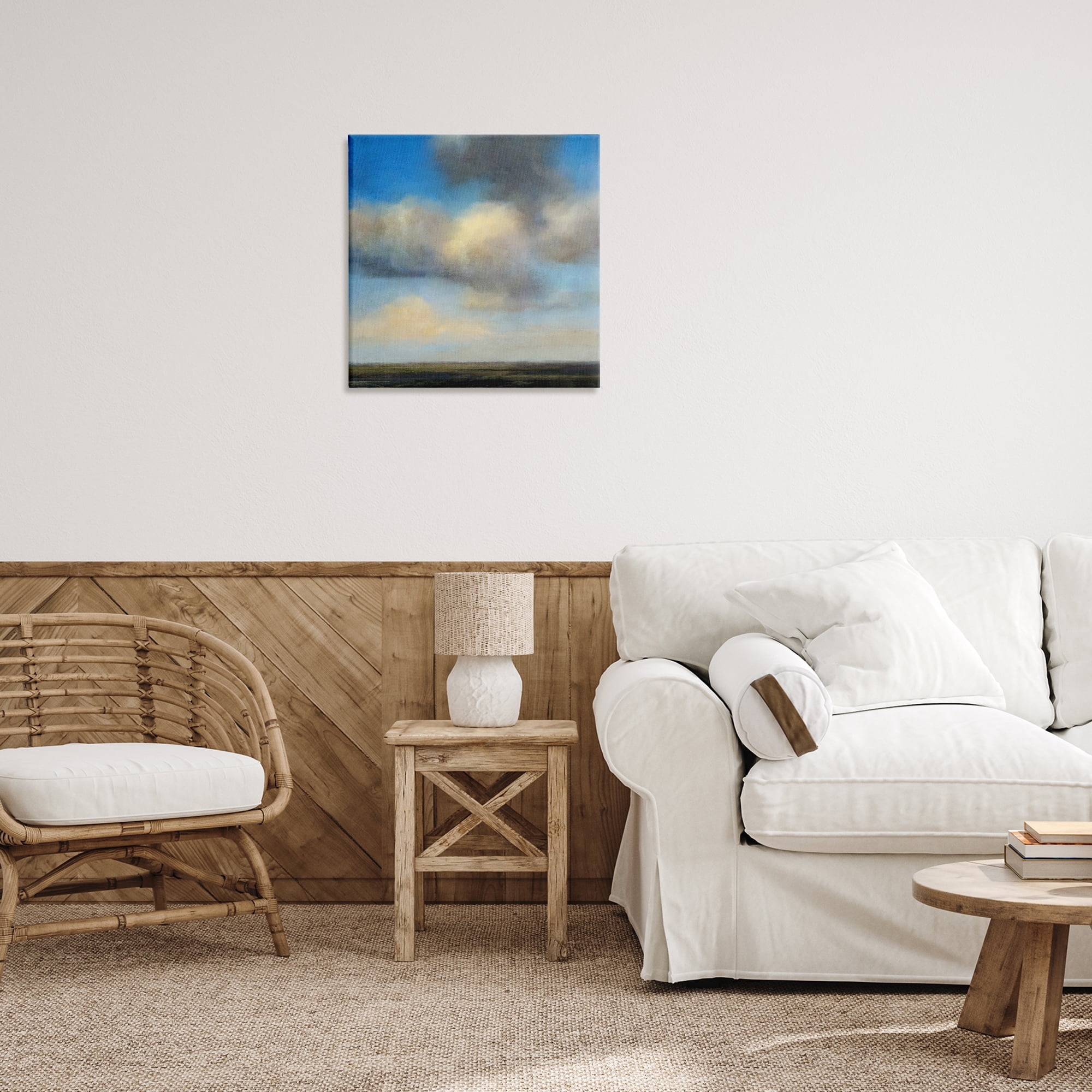 Stupell Industries Clouds Over Countryside Landscape & Nature Painting Wrapped Canvas Art Print Wall Art, 24 x 24