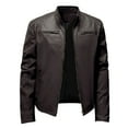 thumbnail image 5 of hopeusince Men's Brown Genuine Leather Slim Fit Biker Style Jacket with Zip Pockets Brown XXXXL, 5 of 7