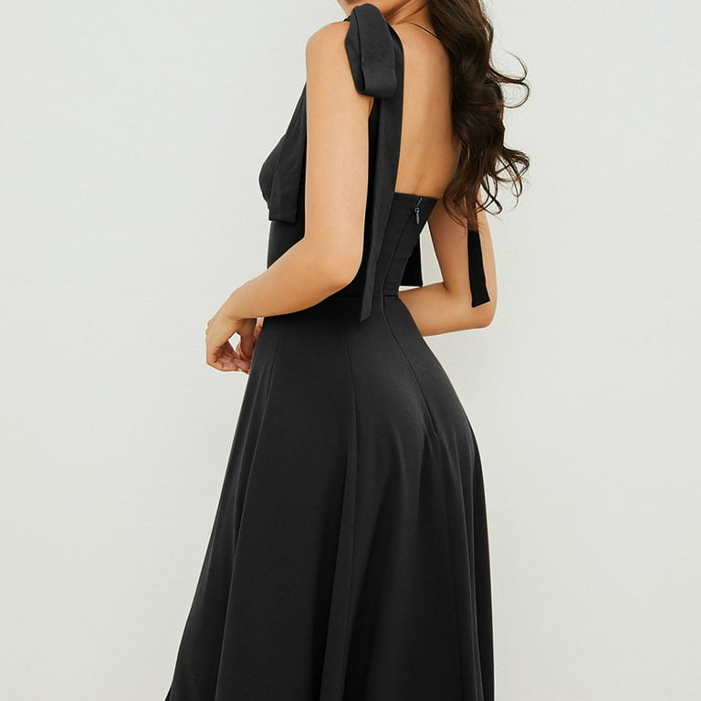 Akklian Sleeveless Midi Dress for Women Wedding Fitted Midi Dress with Collar Midi Tank Dress for Women Long