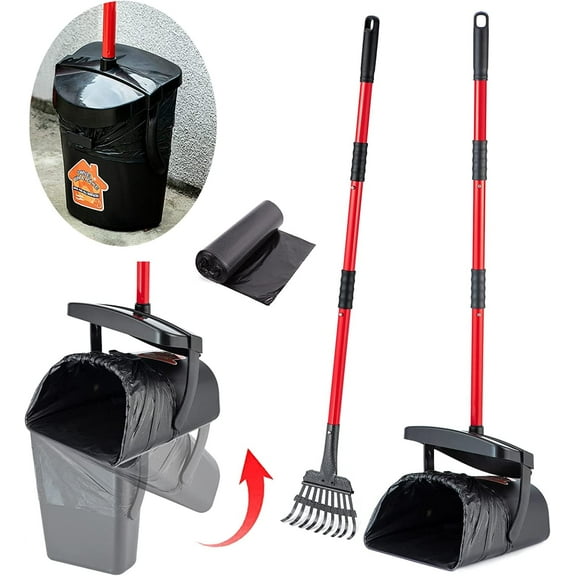 Pooper Scooper Large Swivel Bin & Rake for Large & Small Dogs Non-Breakable Dog Poop Scooper with 20 Waste Bags Easy to Clean Pet Waste Use on Grass, Dirt or Gravel - Pet Supplies